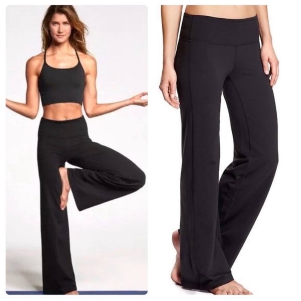 NWOT Athleta Black High Rise Chaturanga yoga flare Pants size small